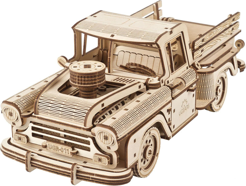 UGEARS Retro Modellbau Holz Auto - Pickup Truck Lumberjack der 1950er Jahre 3D Holzpuzzle für Erwach