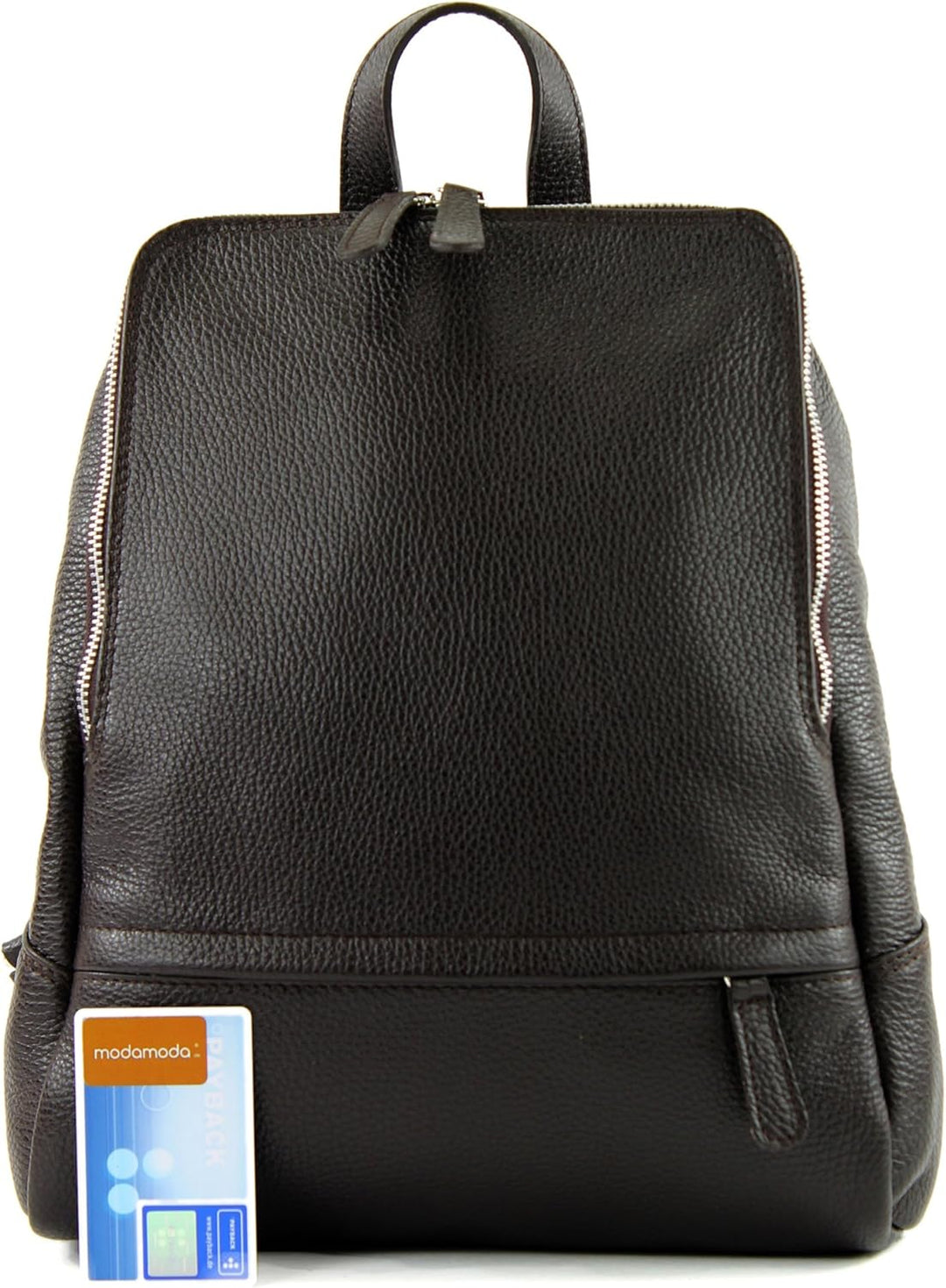 modamoda de - T138 - ital Damen Rucksacktasche aus Leder Dark Chocolate2021, Dark Chocolate2021