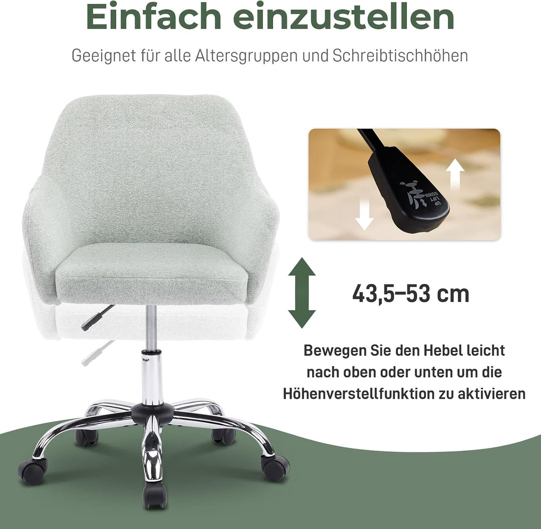 LEADZM Schreibtischstuhl, Bürostuhl, Drehstuhl, Sessel, Homeoffice Stuhl, höhenverstellbar, Snowflak