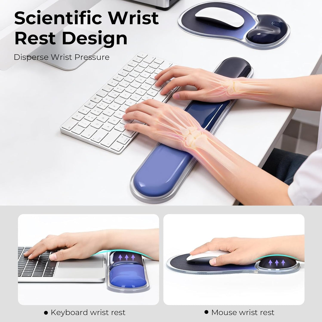EooCoo Ergonomisches Mauspad mit Gel Handauflage + Handballenauflage Tastatur Satz, Gaming Mousepad