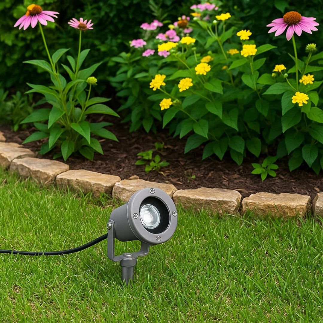 SSC-LUXon 2 Stück LED Gartenstrahler mit Erdspiess für aussen - mit 3W GU10 LED warmweiss - Gartenle