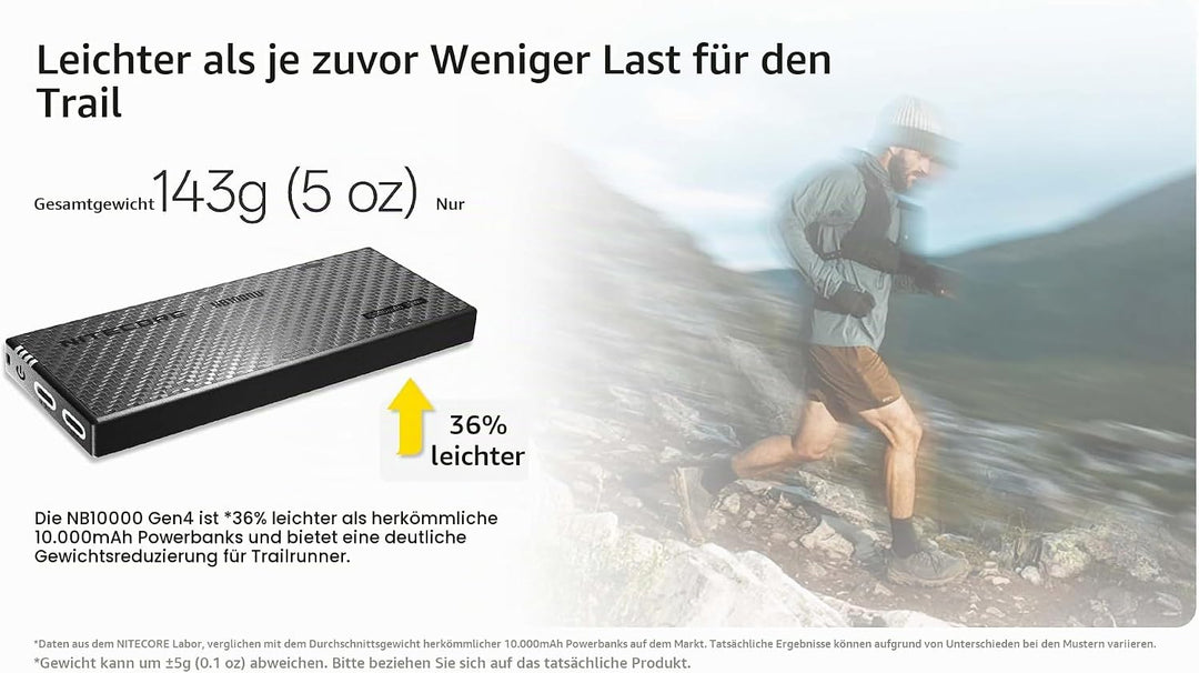 Nitecore NB10000 Gen4 (Gen 4) 10000mAh Ultraleichte wasserdichte Powerbank