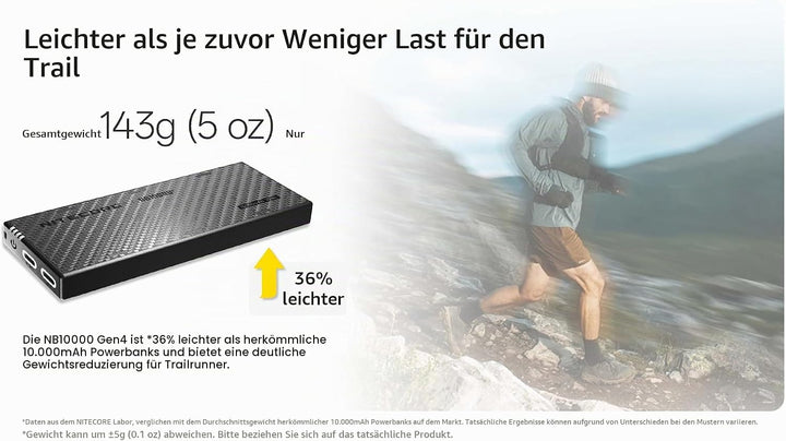 Nitecore NB10000 Gen4 (Gen 4) 10000mAh Ultraleichte wasserdichte Powerbank