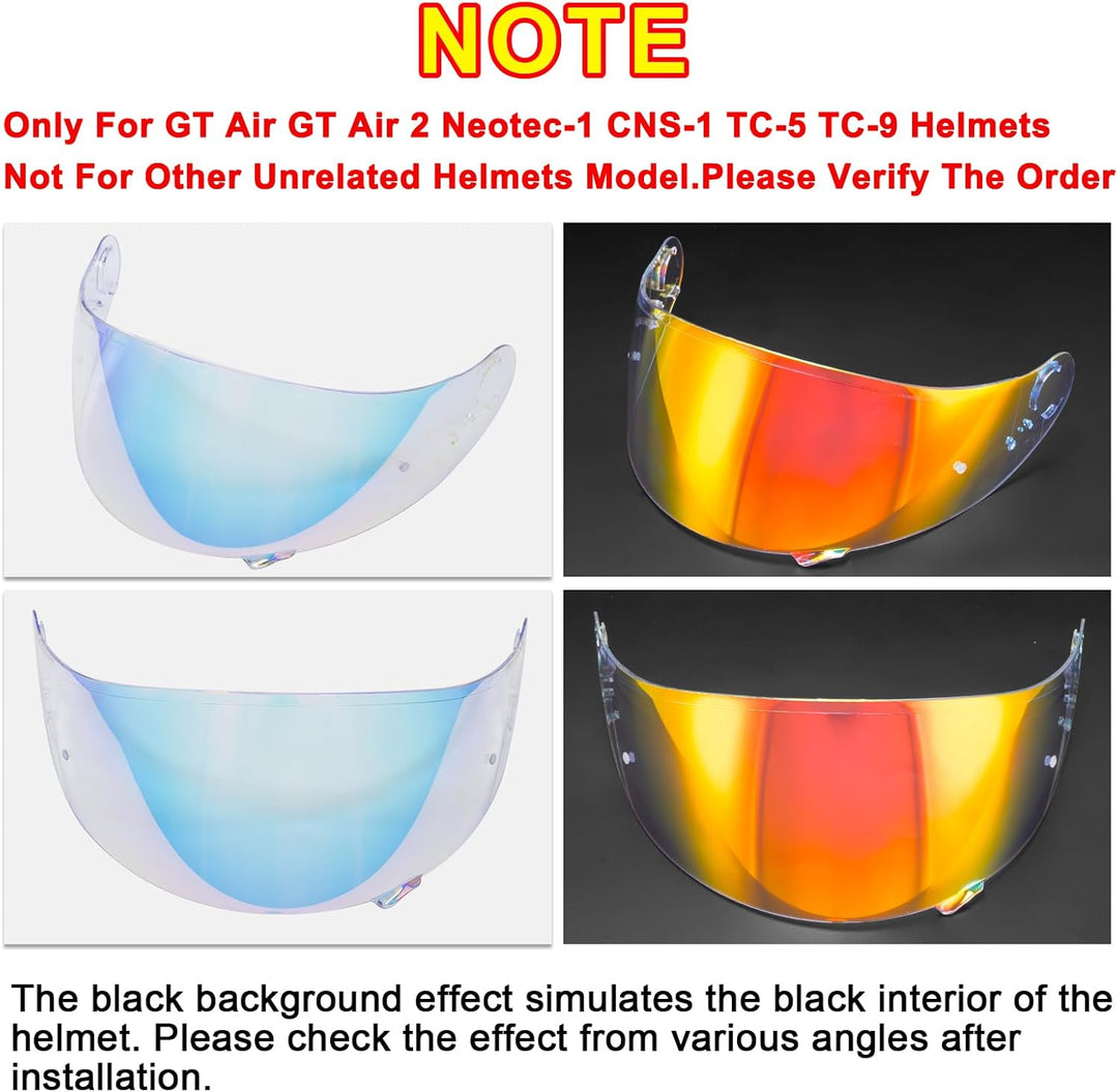 PSLER Helm Visier Verspiegelt für Shoei GT Air GT Air 2 TC-5 TC-9 Neotec CNS-1,Helmvisier Getöntes V