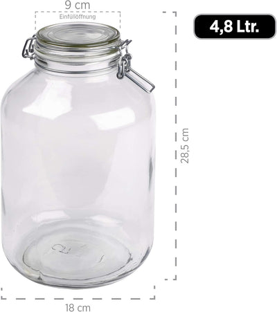 MÄSER 926240 Gothika, Einmachgläser gross, 2er Set à 4,8 l, made in Germany, Vorratsgläser mit Decke