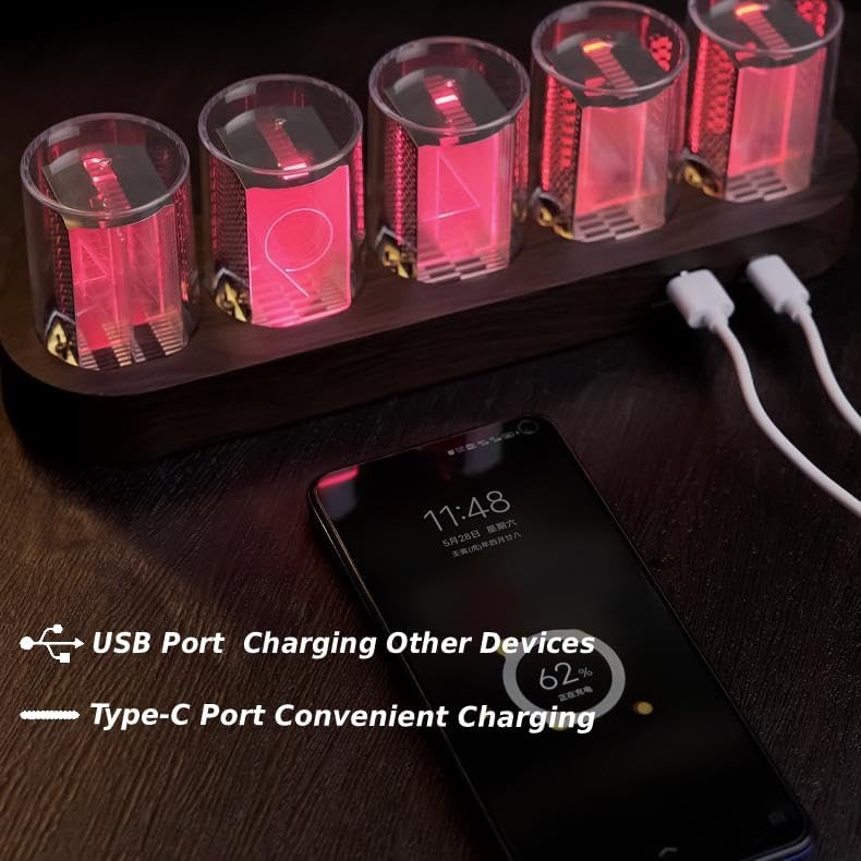 Vollfarbige RGB-Nixie-Röhrenuhr, Nachttischuhr, Umgebungslicht-Dekoration, spezieller digitaler Kale