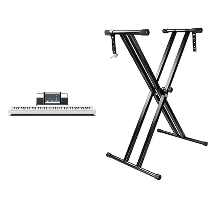 Casio CDP-S110WE Digitalpiano mit 88 gewichteten Pianotasten, weiss &amp; Rockjam Double Bracked Einstel