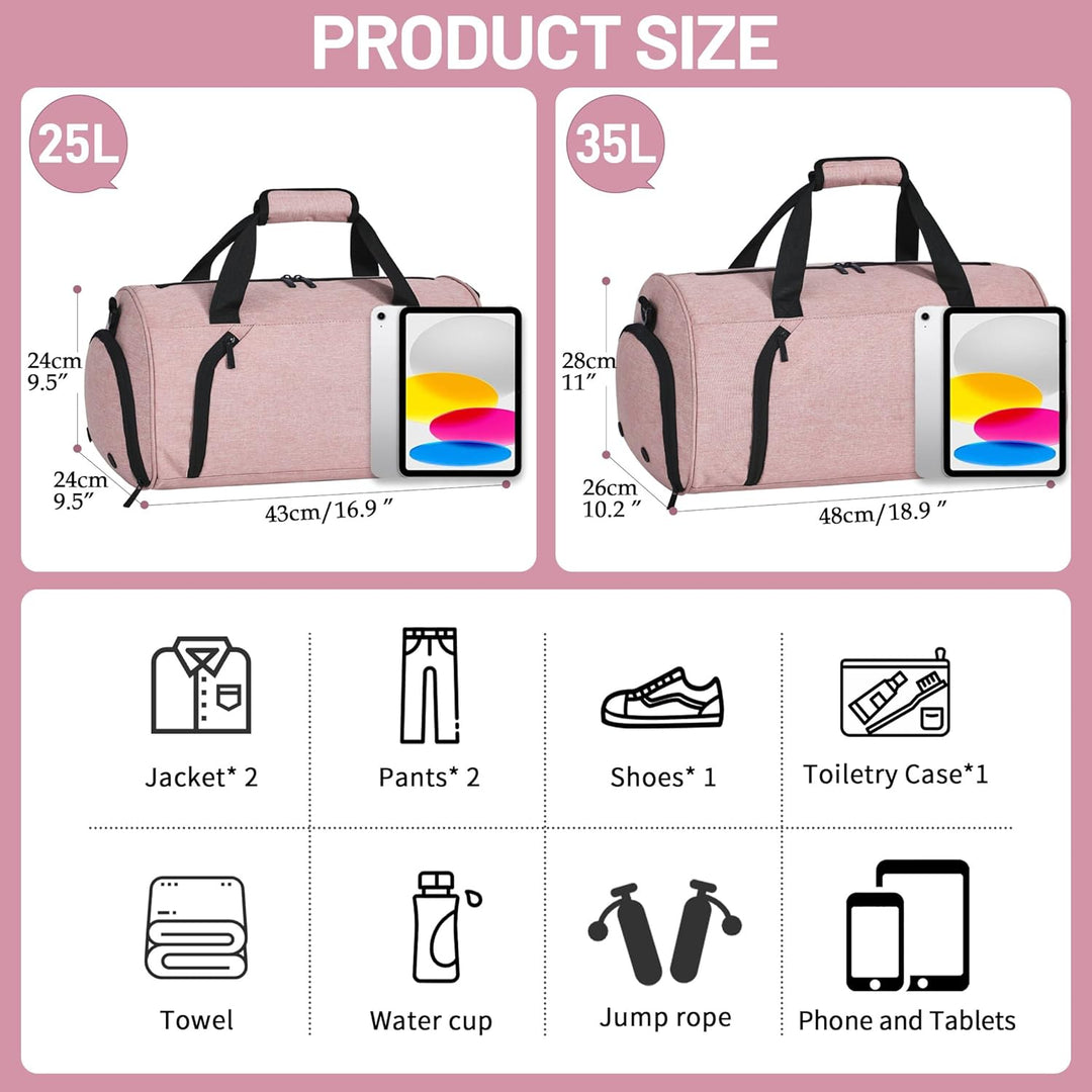 Sporttaschen für Damen und Herren, 35L Reisetasche Duffel Bag Übernachtungstasche mit Schuhfach &amp; Na