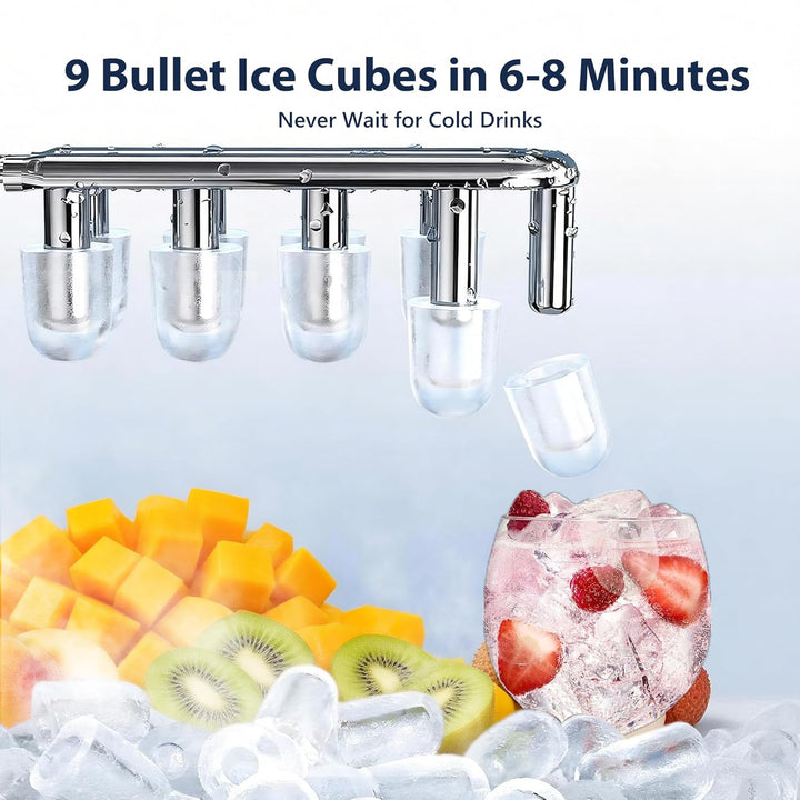 VINATO Eiswürfelmaschine Klein, 9 Eiswürfel in Nur 6-8 Minuten Eiswürfelmaschine, Tragbar Ice Cube M