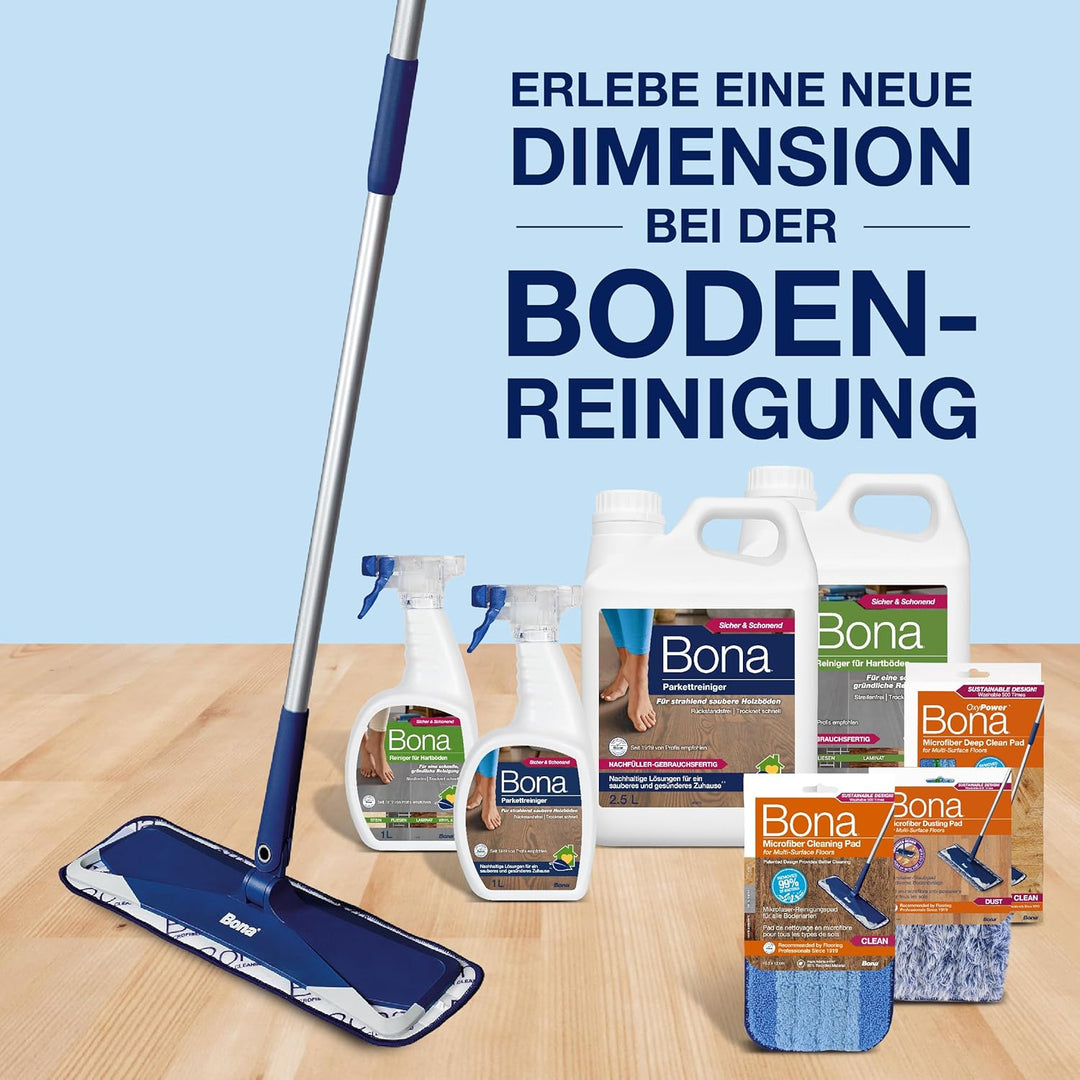 Bona Bodenwischer mit Teleskopstiel - Höhenverstellbarer Wischmopp mit Mikrofaser Wischpad, Parkettr