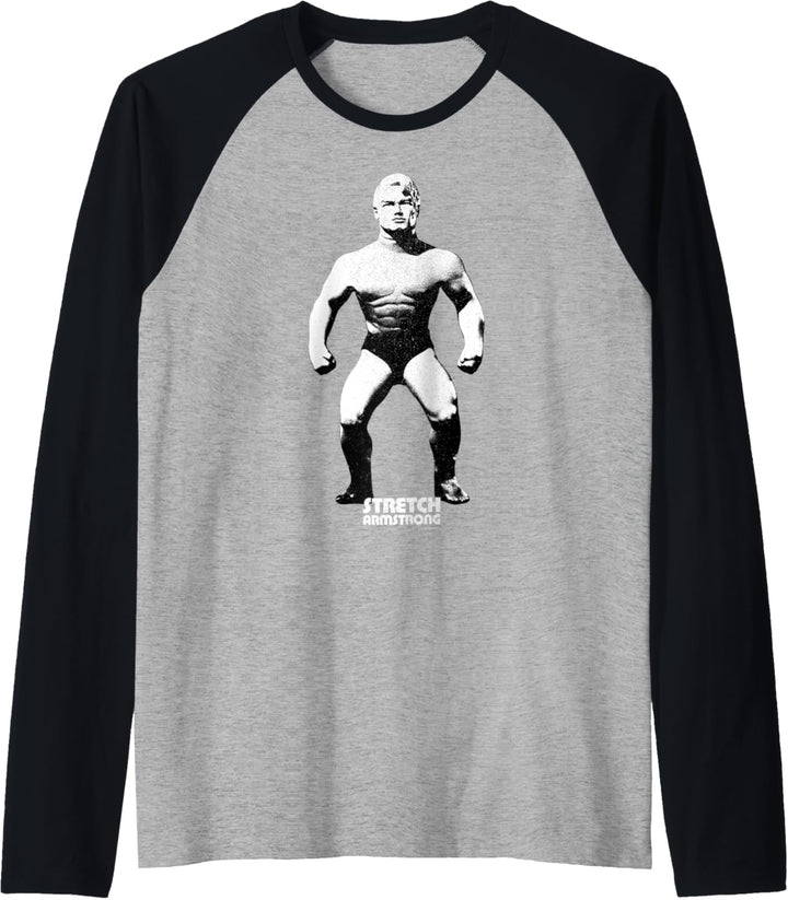 Stretch Armstrong Vintage Black & White Action Figure Pose Raglan