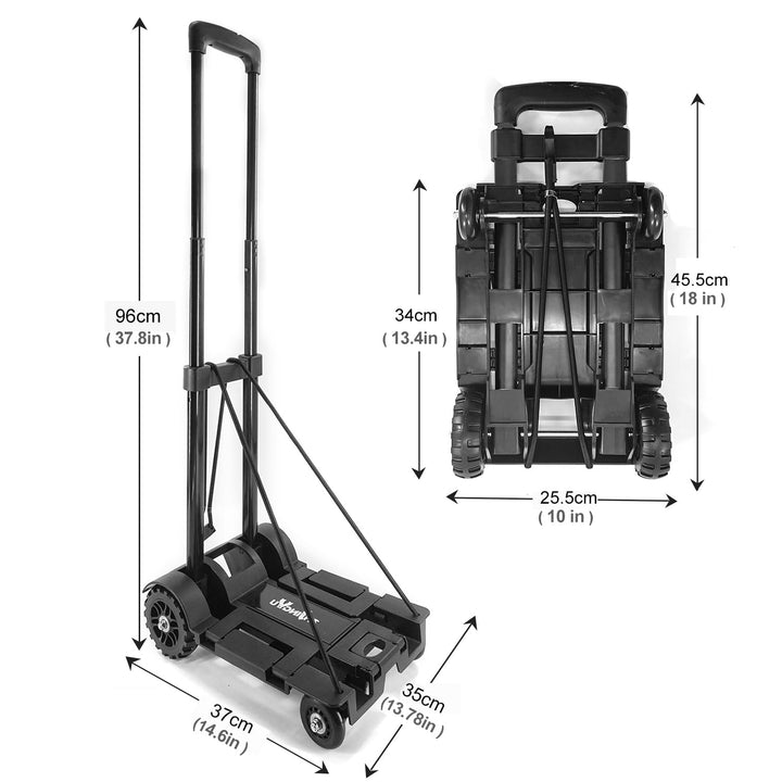 Dolly Cart mit 4 Rädern Teleskop Lron Tube Pull, Handwagen mit elastischem Seil, nach dem Zusammenkl