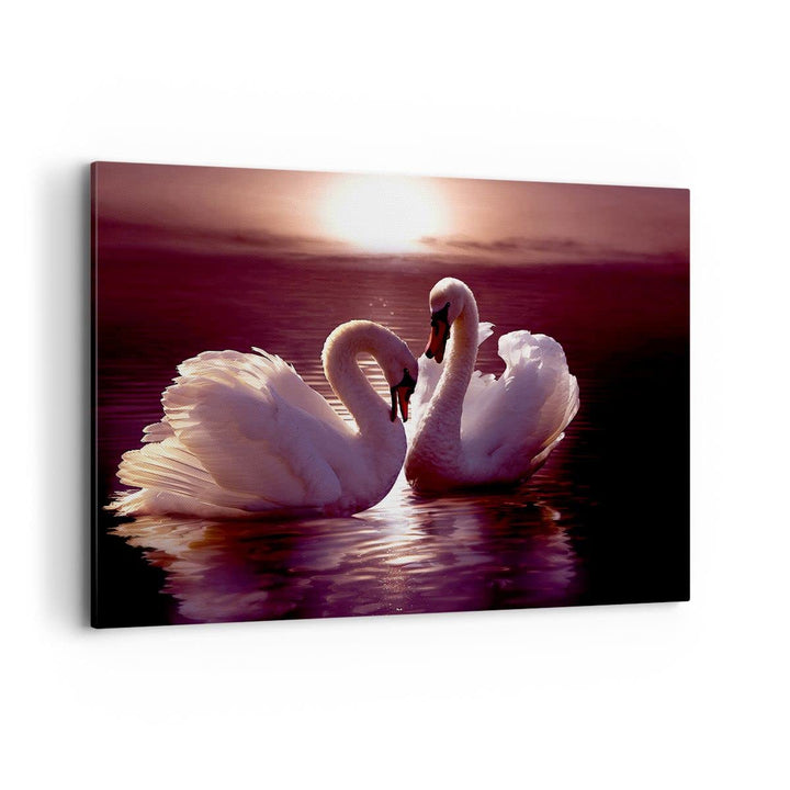 Bilder auf Leinwand 100x70cm Leinwandbild Schwäne Landschaft Wasser Gross Wanddeko Bild Schlafzimmer