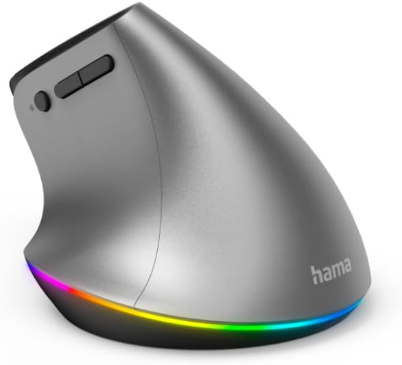 Hama ergonomische Maus „EMW-700“, 2,4 GHz + 2x BT 4.2 (Vertikalmaus kabellos für drei Geräte, Hochka