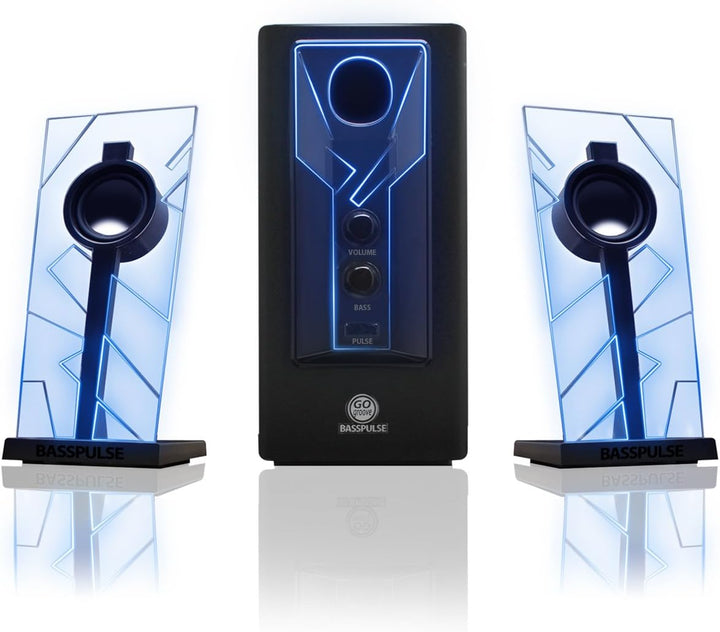GOgroove 2.1 Soundsystem Computer Lautsprecher PC mit LED Effekt Desktop PC Lautsprecher 2.1 Anlage