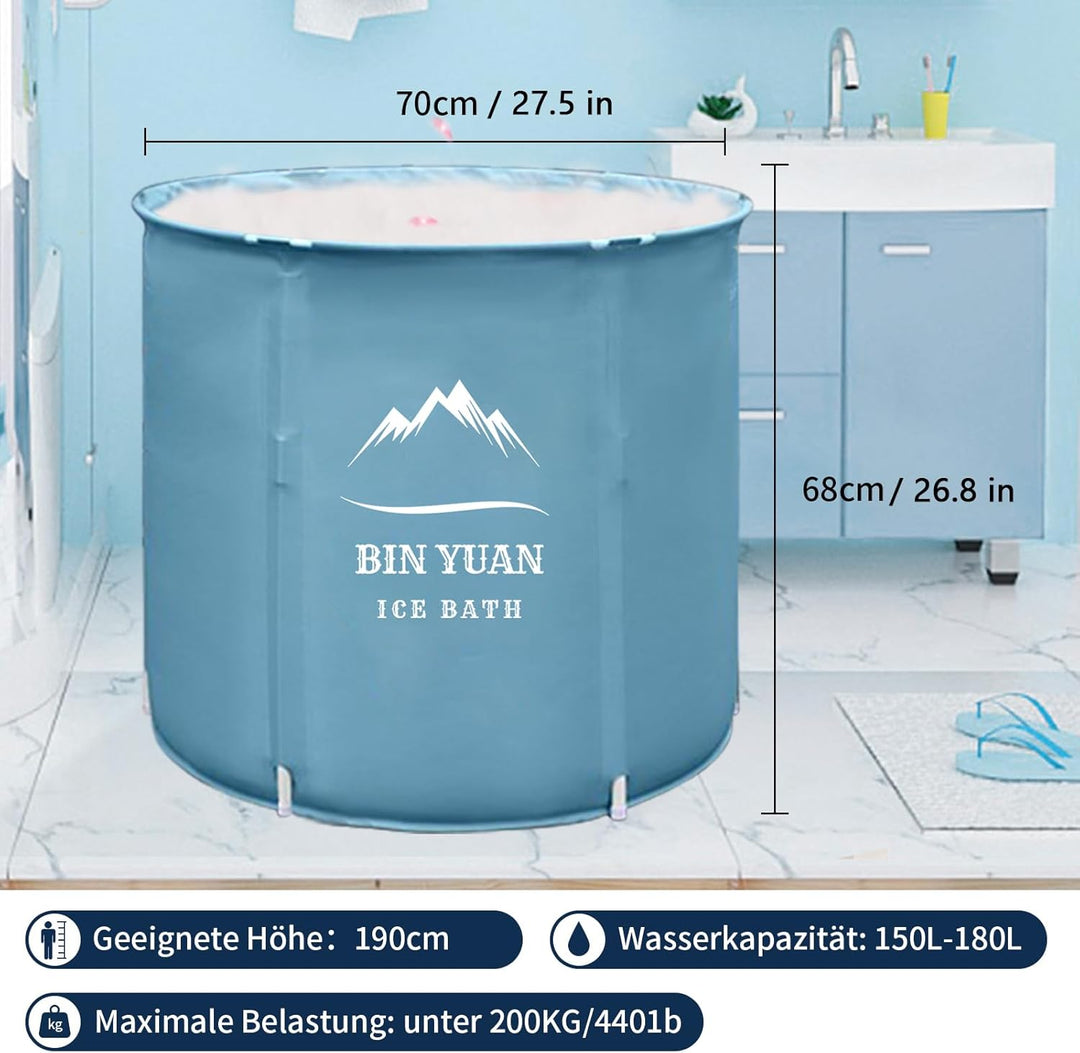 Foldable Bathtub Adult Portable Bathtub 70 x 68 cm for Adults Round Foldable Plastic Bathtub for Spa