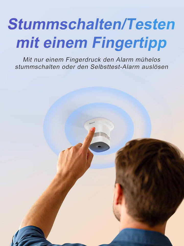 HEIMAN Mini Rauchmelder Feuermelder mit 10 Jahren Batterielaufzeit Brandmelder,TÜV und EN14604 Zerti