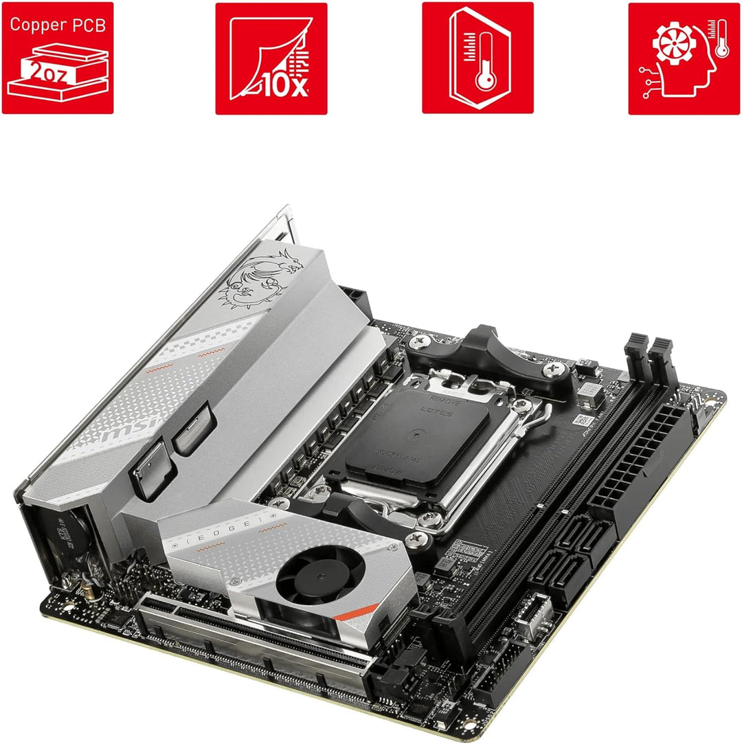 MSI MPG B650I Edge WiFi Mainboard, Mini-ITX - Unterstützt AMD Ryzen 7000 Serie Prozessoren, AM5-8 Ph