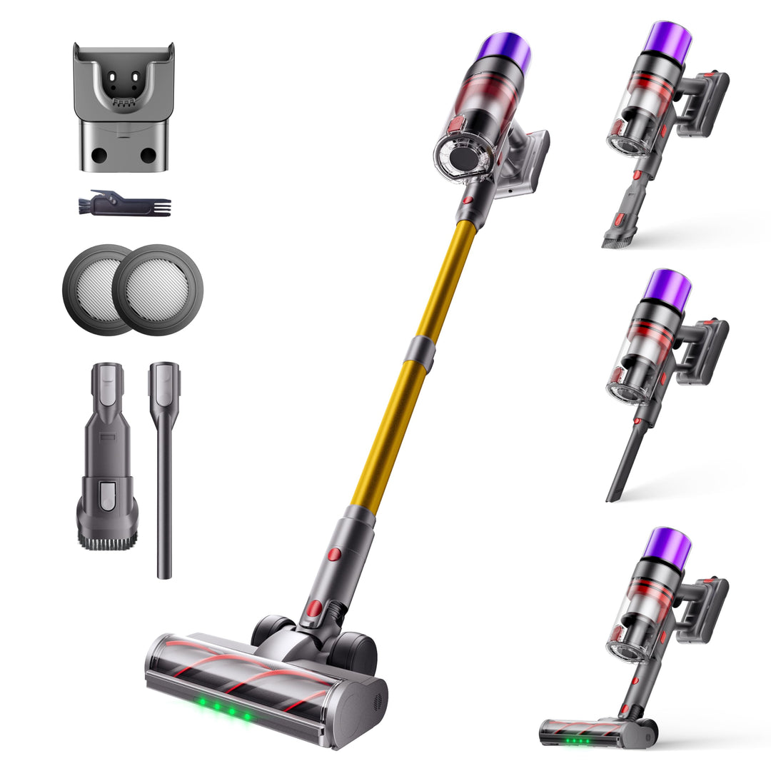 X7 Akku Staubsauger 55Kpa/600W/80Min, Staubsauger Kabellos mit LED Display, Akkustaubsauger Selbstla