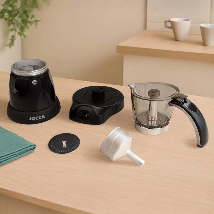 Jocca - Caffettiera elettrica wireless con capacità 6 tazze | Gira sulla base fino a 360º | manico c