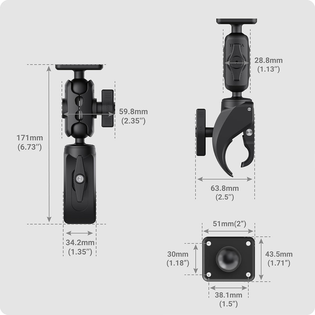 TUSITA Motorrad ATV/UTV Halterung Kompatibel mit Garmin Montana, Zumo XT - Klauenklemme Basis Short