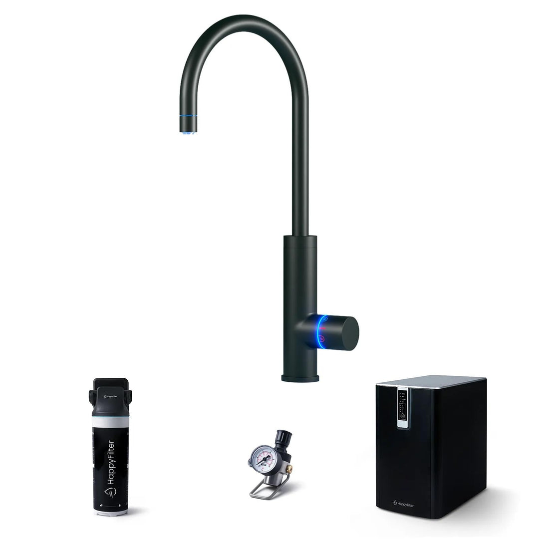 HappyFilter FizzRed Wassersprudler Wasserkocher | gekühlt | gesprudelt | kochend| 3in1 Black Wasserh