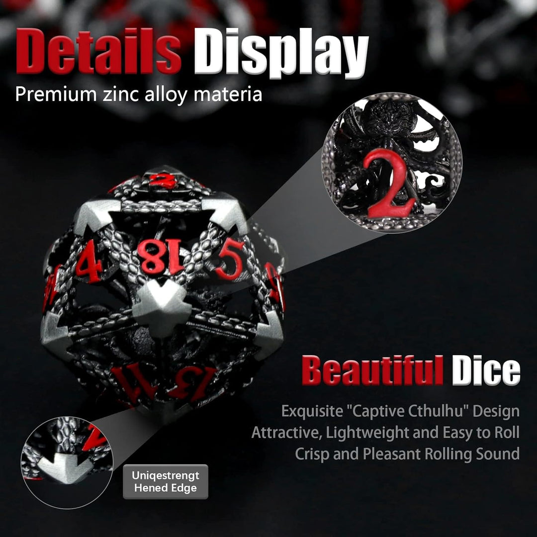 DND Würfelset Rollenspiel, Polyedrische Würfel Set D&amp;D Würfel Set Metall ZHOORQI 7 Stück Der Cthulhu