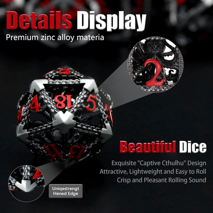 DND Würfelset Rollenspiel, Polyedrische Würfel Set D&amp;D Würfel Set Metall ZHOORQI 7 Stück Der Cthulhu
