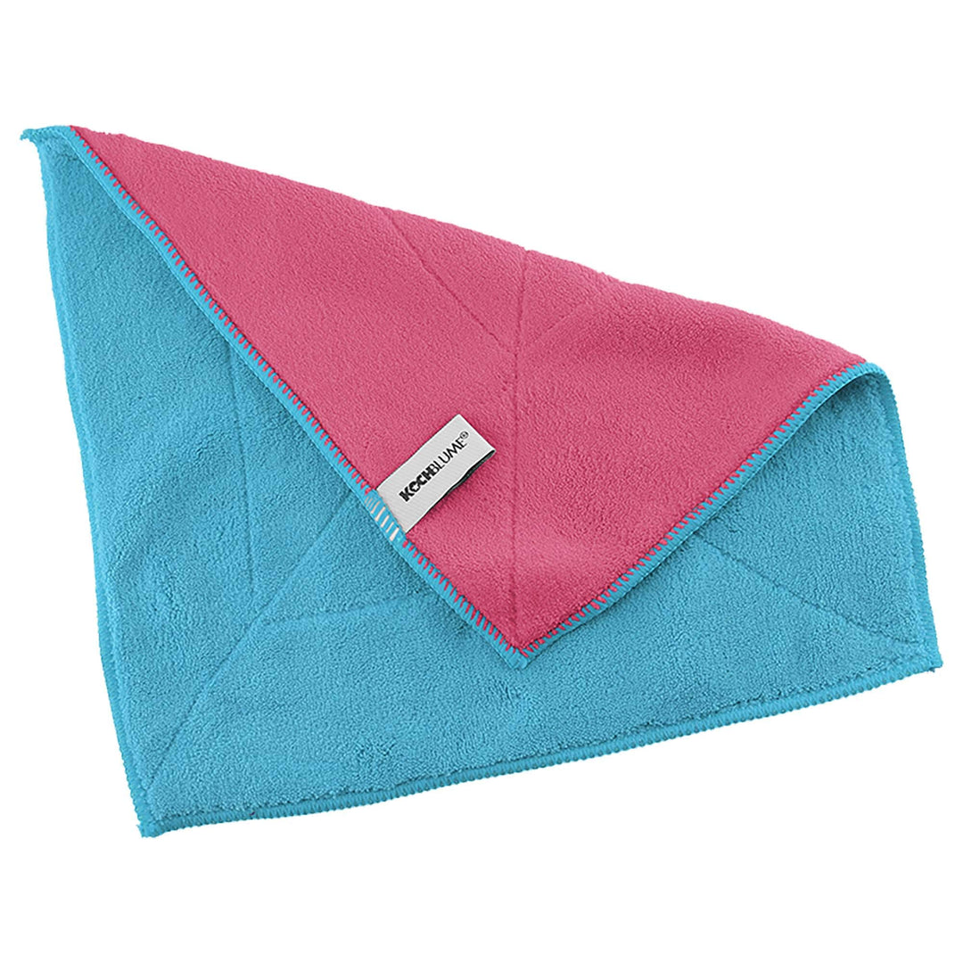 Kochblume Microfasertuch Set, 10-teilig | Premium Microfaser | Set in der bunten Box (türkis-pink),