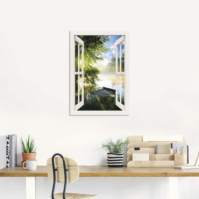 ARTland Wandbild Alu Verbundplatte für Innen & Outdoor Bild 70x100 cm Fensterblick Fenster Landschaf