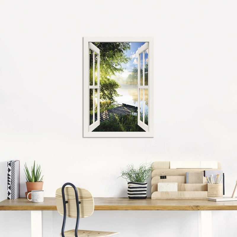 ARTland Wandbild Alu Verbundplatte für Innen & Outdoor Bild 50x70 cm Fensterblick Fenster Landschaft