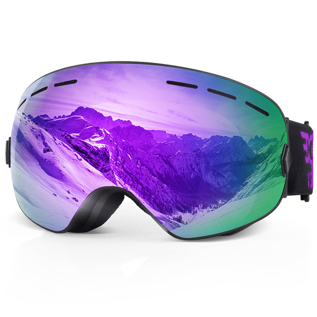 EXP VISION Snowboard Skibrille für Herren Damen Jugend, 100% UV400 Schutz Anti Beschlag über der Bri