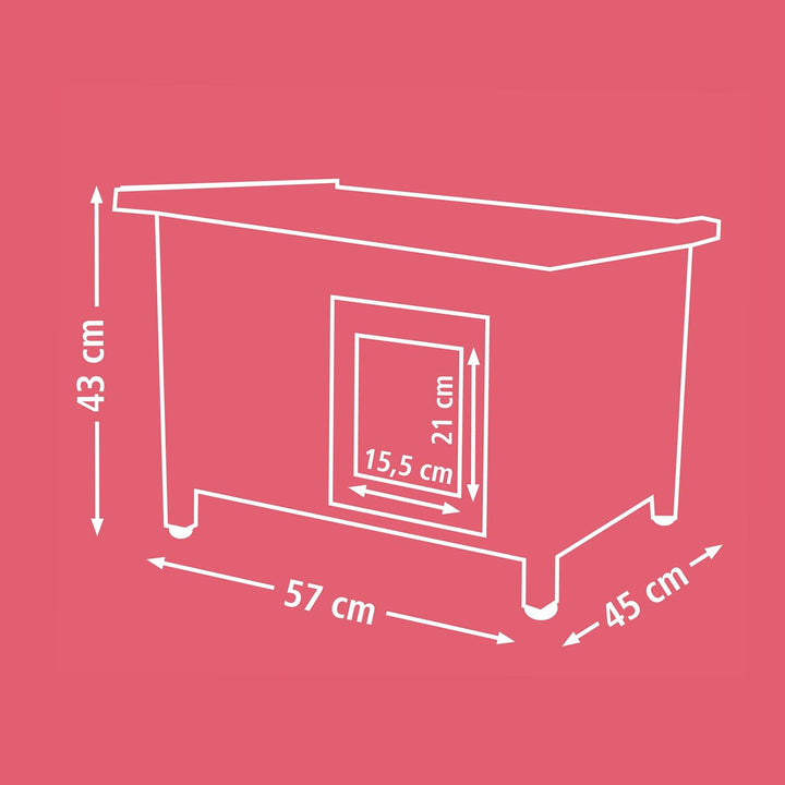 Kerbl Katzenhaus Rustica aus Holz, Schwingtüre mit Lamellen, Plexiglasfenster, Höhenverstellbare Kun