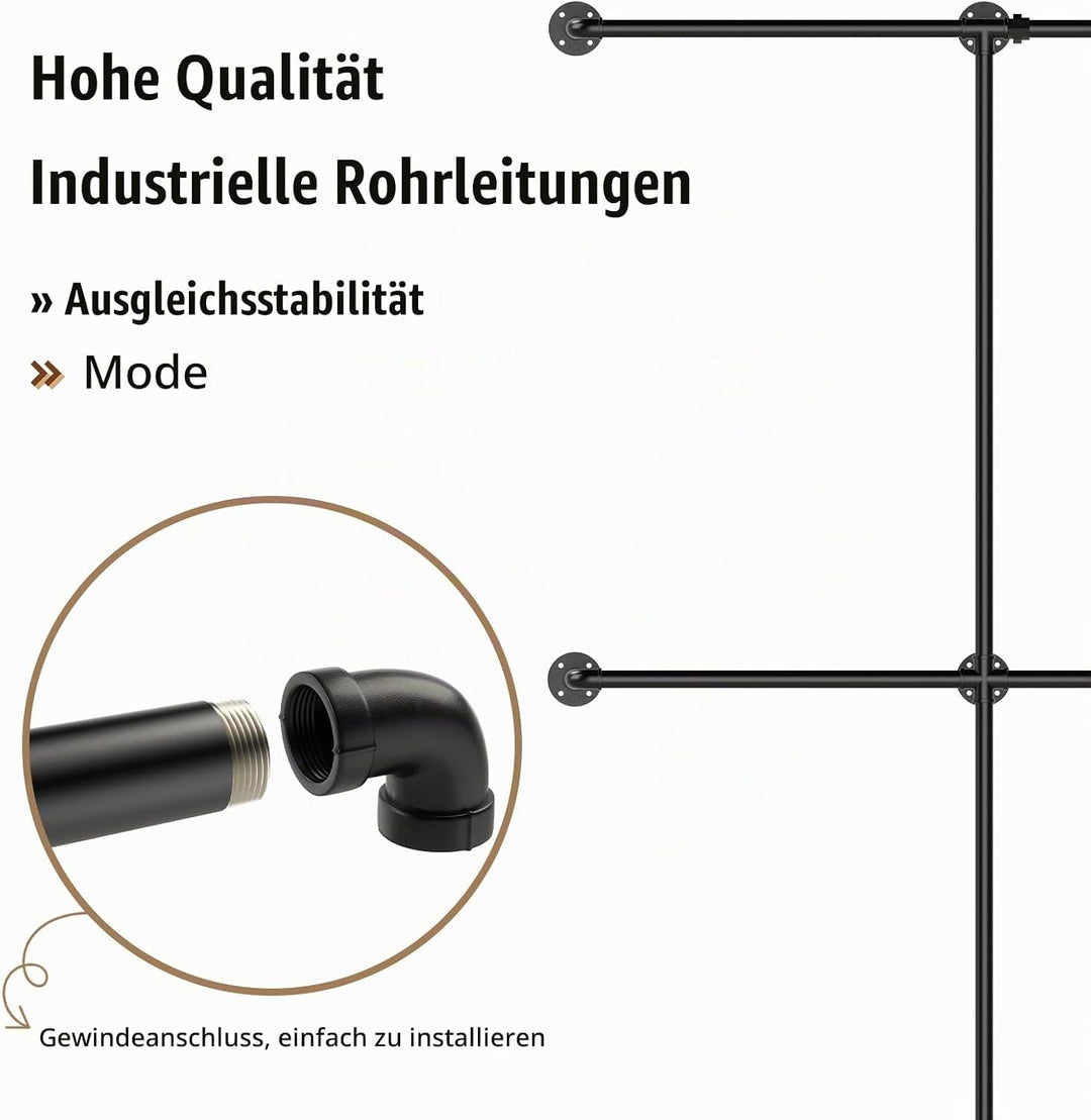 Kleiderstange Wandmontage 200 kg Traglast - Offener Kleiderschrank oder Kleiderständer industrial go
