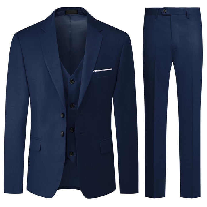Allthemen Herren Anzug 3-teilig Slim Fit Einreihig Zwei Knöpfe Hochzeit Smoking Anzug Blazer Weste H