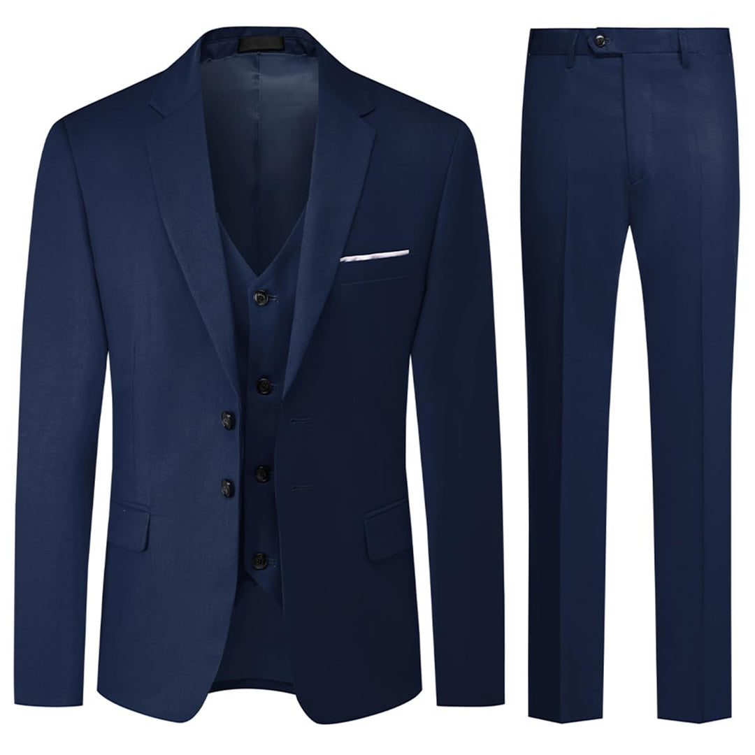 Allthemen Herren Anzug 3-teilig Slim Fit Einreihig Zwei Knöpfe Hochzeit Smoking Anzug Blazer Weste H