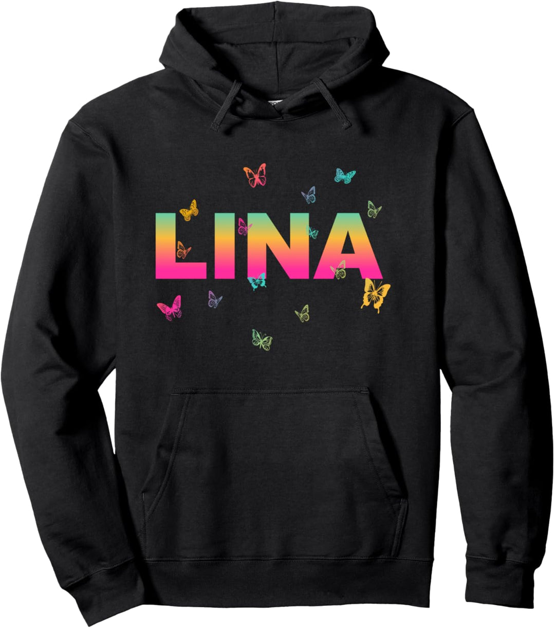 Lina - Schöner Name mit Schmetterlingen Pullover Hoodie