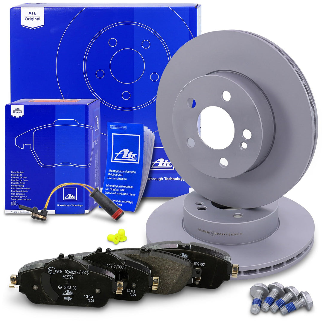 ATE Bremsenset Vorderachse inkl. Bremsscheiben vorne Ø 295 mm belüftet und Bremsbeläge vorne + Versc