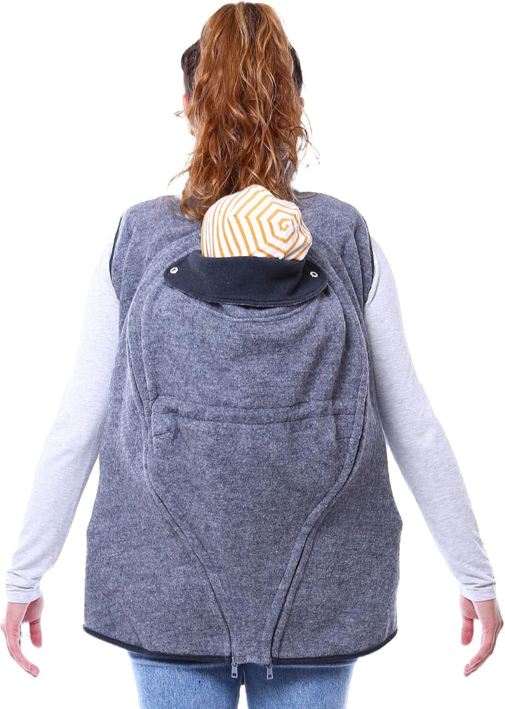 Viva la Mama - Trageweste aus Wollwalk Umstandsweste Wollweste zum Babytragen - PEVE XXL Grau, XXL G