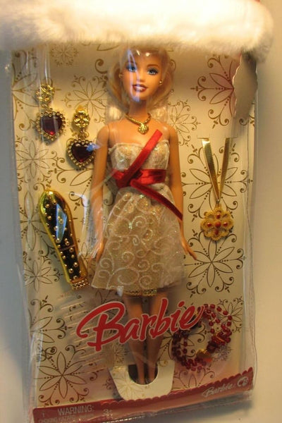 Barbie 2008 - Holiday Sparkle Gift Set - Barbie im Gold-Look mit Schmuck-Set - OVP