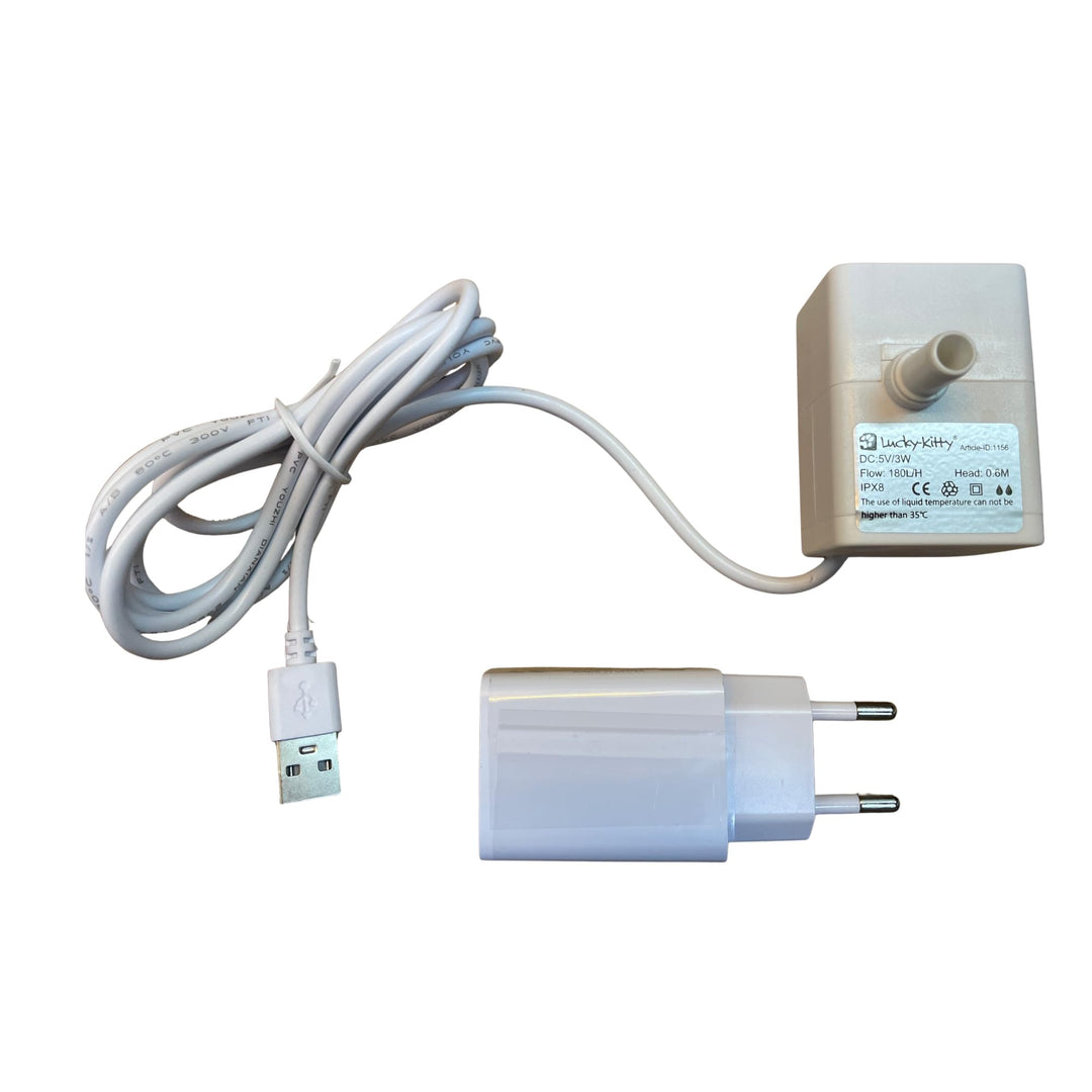 Lucky-Kitty Mikro-Pumpe USB für Katzenbrunnen | NEU 2024 | Geräuscharm und Energiesparend | Dauerbet