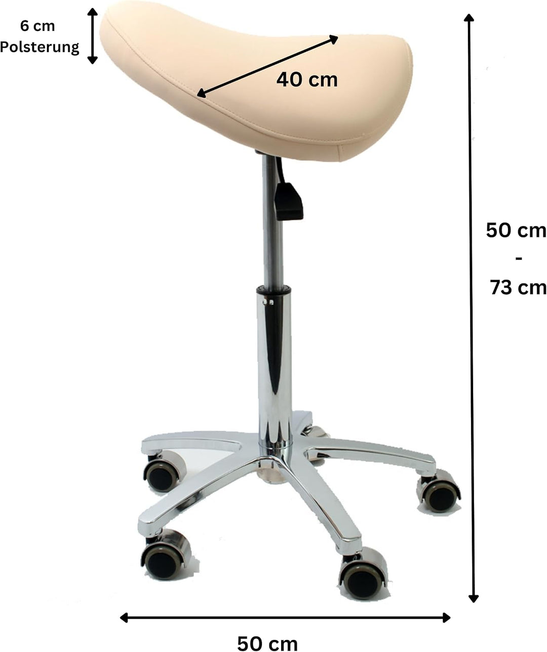 Sattelstuhl - Sattelhocker - Rollhocker - Arbeitshocker - für Praxis, Büro und Home-Office - höhenve