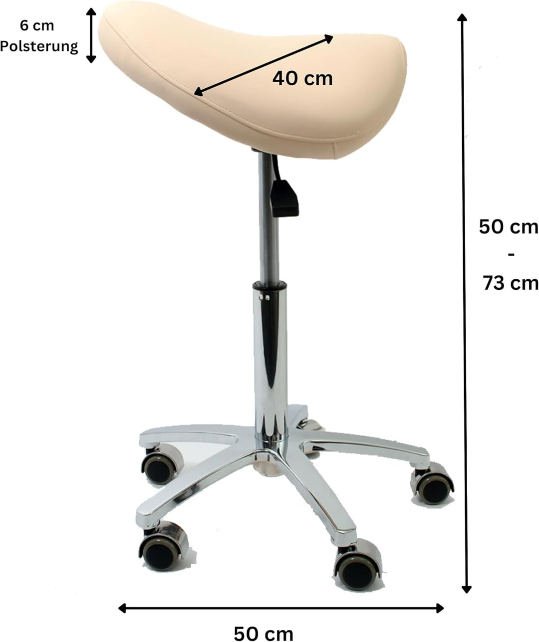 Promafit Sattelhocker/Sattelstuhl mit Gummirollen für alle Böden und Metallfuss - ergonomisch - stuf