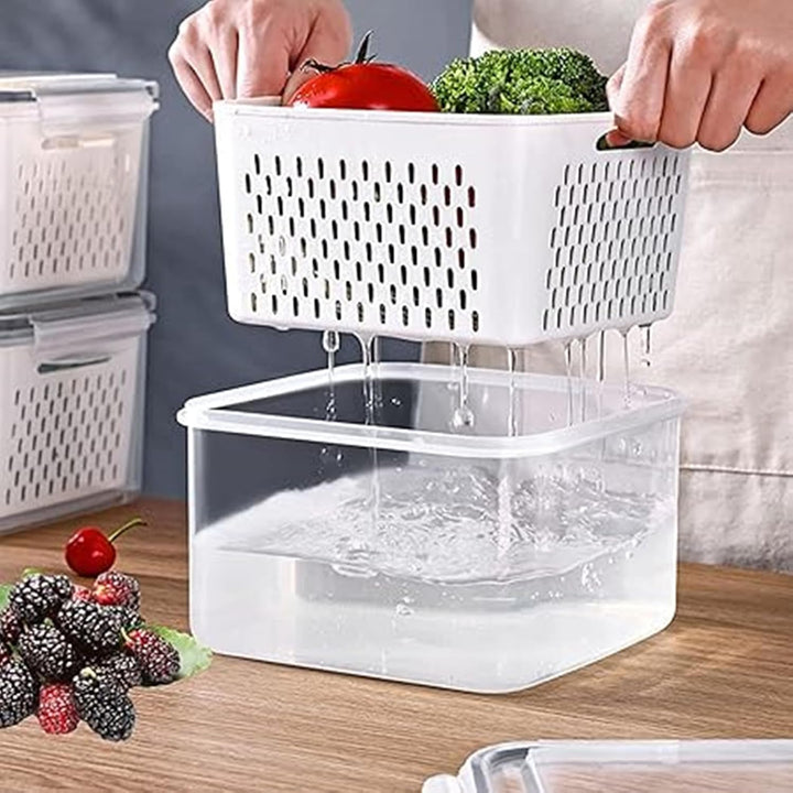 Plutuus Aufbewahrungsbehälter für Kühlschrank/Obst, BPA-frei, Kunststoff, mit Deckel und Sieb, für S