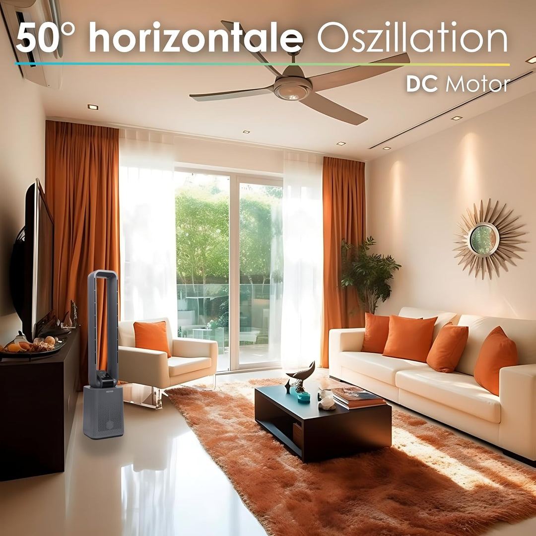 Turmventilator | Ventilator sehr leise | Fernbedienung | Oszillierend | LED-Display | 3 Modi | 12 St