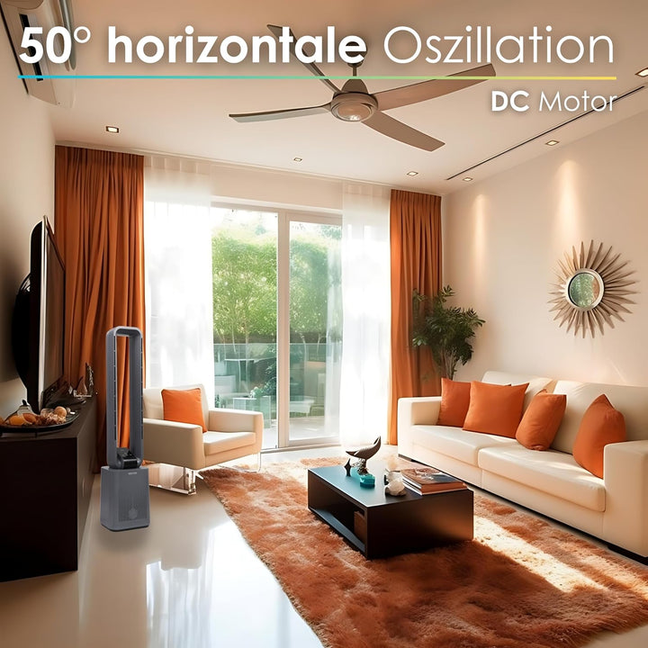 Turmventilator | Ventilator sehr leise | Fernbedienung | Oszillierend | LED-Display | 3 Modi | 12 St