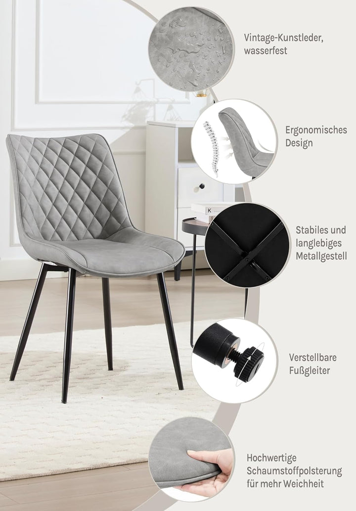 WOLTU 4 x Esszimmerstühle 4er Set Esszimmerstuhl Küchenstuhl Polsterstuhl Design Stuhl mit Rückenleh