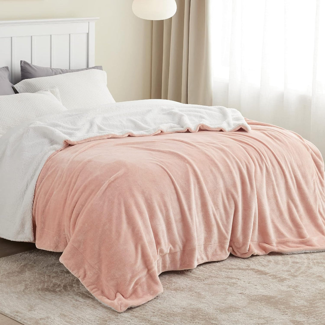 BEDSURE Decke Sofa Kuscheldecke Rosa - warm Sherpa Sofaüberwurf Decke gross, Dicke Sofadecke Couchde