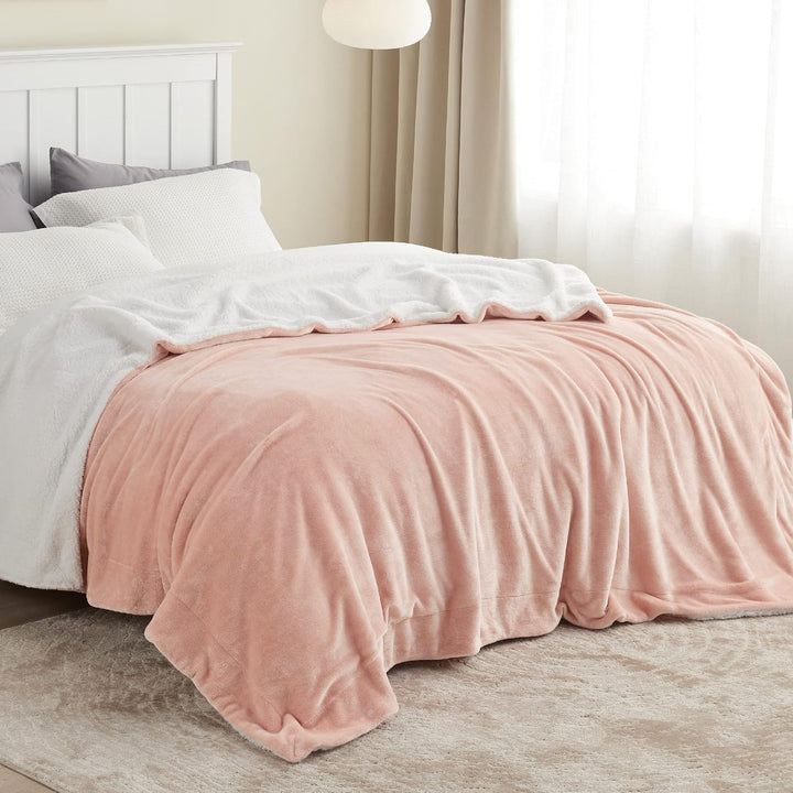 BEDSURE Decke Sofa Kuscheldecke Rosa - warm Sherpa Sofaüberwurf Decke gross, Dicke Sofadecke Couchde