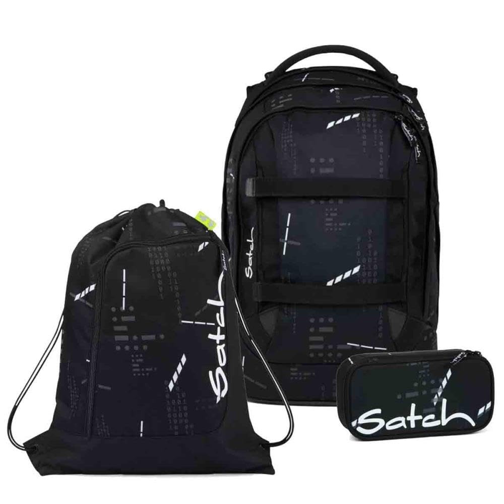 Satch Pack Schulrucksack Set 3tlg. inkl. Schlamperbox und Sportbeutel (Ninja Matrix), Ninja Matrix